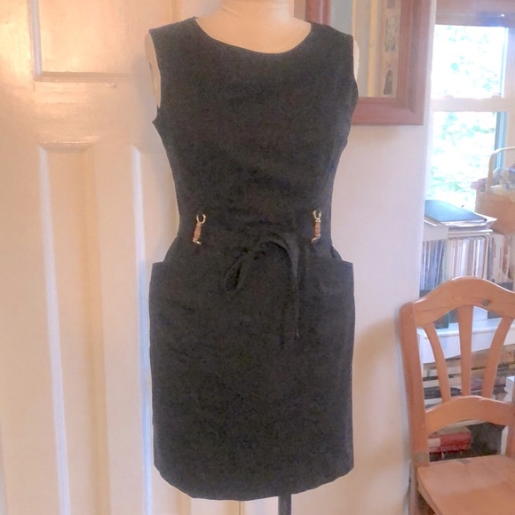 Belted Black Stretch Cotton Sheath size 14 - Picture 3 of 7